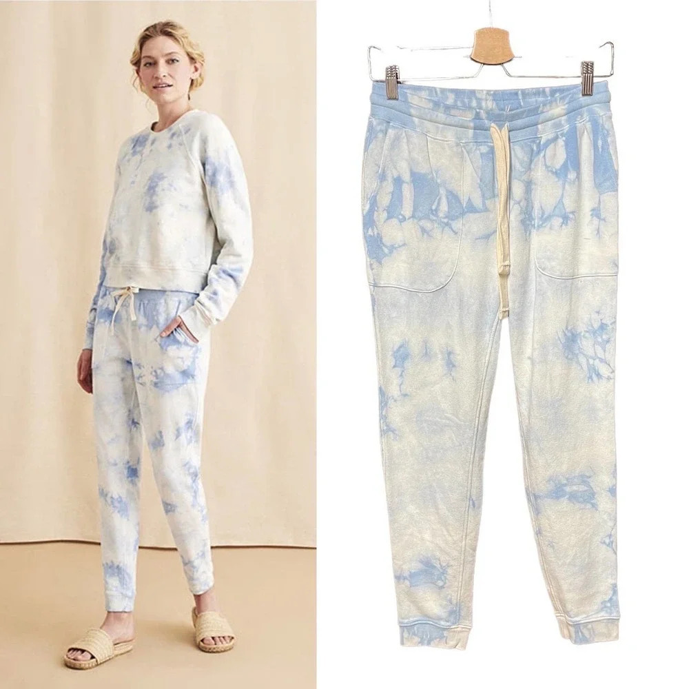 Faherty Bells Tie Dye Jogger Sweatpants Blue Size Large - Picture 1 of 10